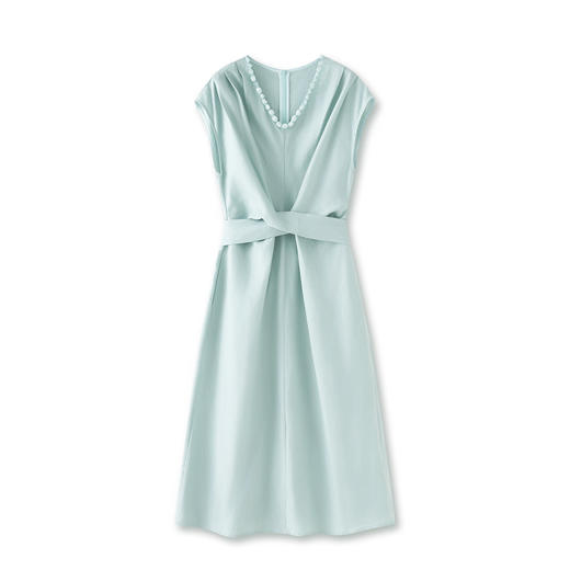 「高货wl」全新升级【铂金会员358/天猫479/差价121】(64757)洛诗琳法式气质钉珠连衣裙2025夏季不规则收腰显瘦系带裙 商品图4