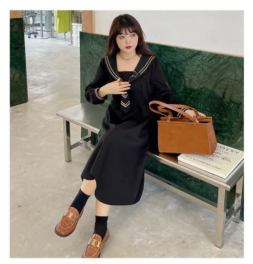 双十二福利！【诗铭洛可】（短款/长款）XCA427连衣裙学院风海军领 商品图6