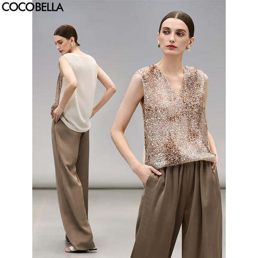 COCOBELLA重工渐变亮片绣花背心春夏轻奢风可外穿吊带VT0029 商品图0