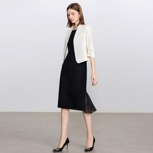 IWY/简约米白色无领西装外套女新款一粒扣职业装套装经理律师工作服C2341+Q1435 商品图3