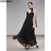 COCOBELLA设计感领巾复古波点吊带裙烧花肌理感连衣裙FR0063 商品缩略图0