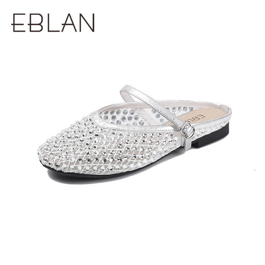 伊伴夏季网面烫钻透气网面低跟穆勒拖凉鞋B25236315 商品图0