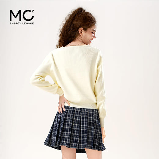 女装半翻领金属圆牌设计短款开衫M5212006 商品图3