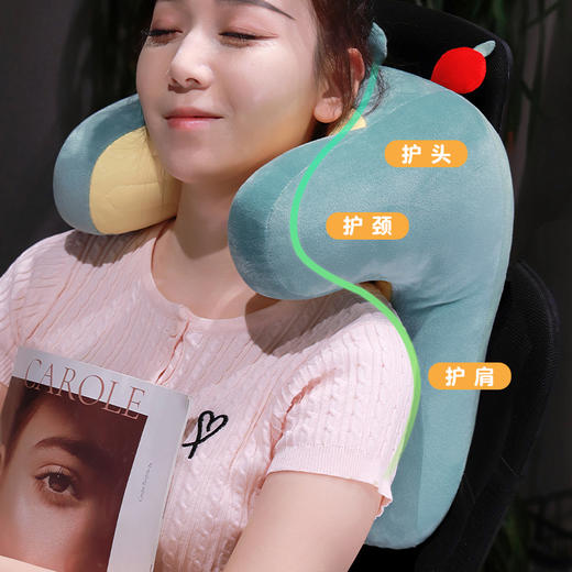 自然醒多巴胺动物仰睡枕办公室午休神器护颈靠枕睡觉抱枕趴睡枕QYL 商品图3