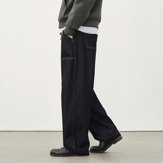 714street经典日系原色牛仔裤男2025秋季新款微宽松直筒甲板长裤 商品图0