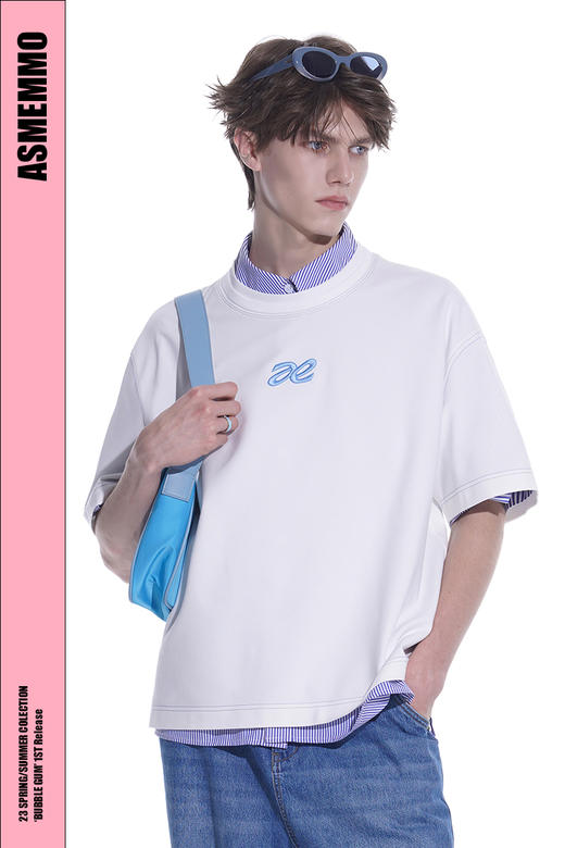 ASMEMMO咦哇•“留声唱片机”撞色绣花T恤 商品图5