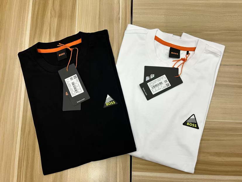 原单正品 BOSS字母动物印花图案圆领套头短袖T恤，男款，黑色白色
尺码S-XXL