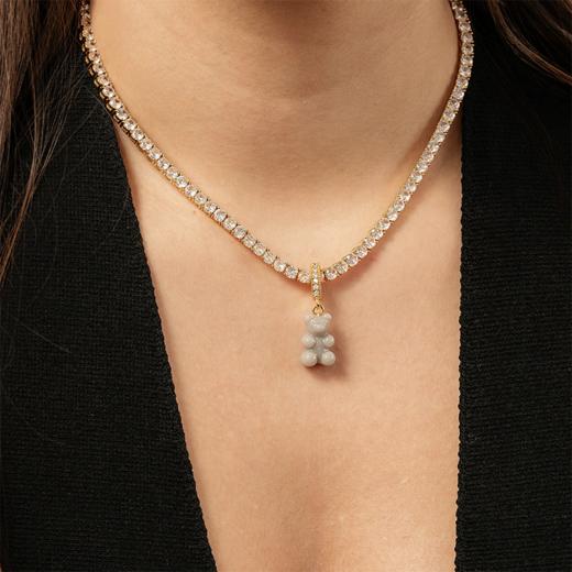 订购4周到｜CRYSTAL HAZE-Nostalgia Bear-pave-钢灰色小熊 吊坠（金色环扣）［挪威设计师］ 商品图1