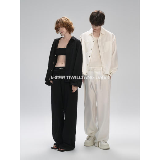 启世录TIWILLTANG“异境虚决”抗皱透气宽松慵懒异形长袖衬衫套装 商品图2