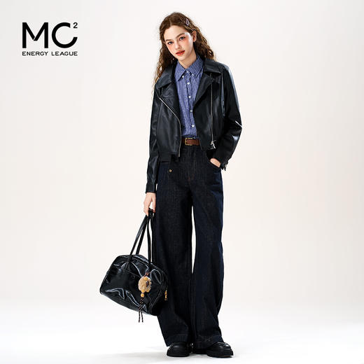 女装翻领短款PU夹克外套-7696J5212381 商品图2