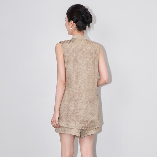 「高货wl」全新升级【铂金会员367/天猫499/差价132】(99855)洛诗琳新中式香云纱盘扣复古马甲高腰阔腿短裤两件套女 商品图1