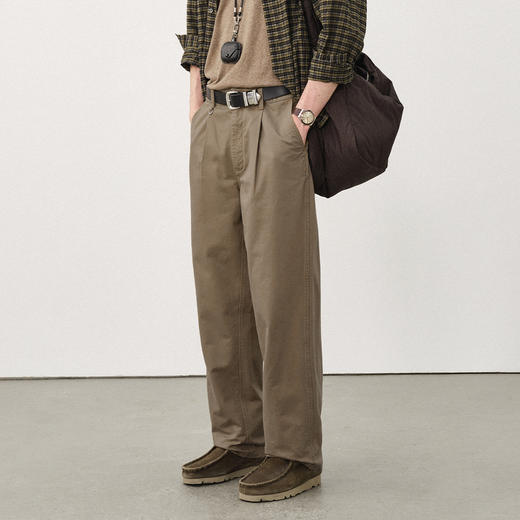 714street水洗打褶锥形男士休闲裤2025秋季新款cleanfit直筒长裤 商品图1