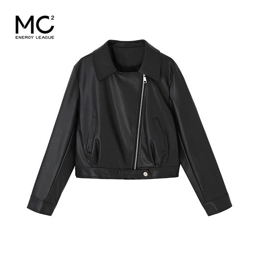 女装翻领短款PU夹克外套-7696J5212381 商品图4