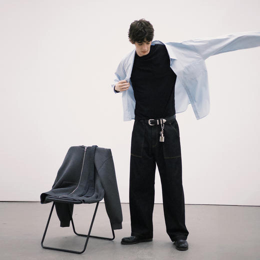 714street经典日系原色牛仔裤男2025秋季新款微宽松直筒甲板长裤 商品图3