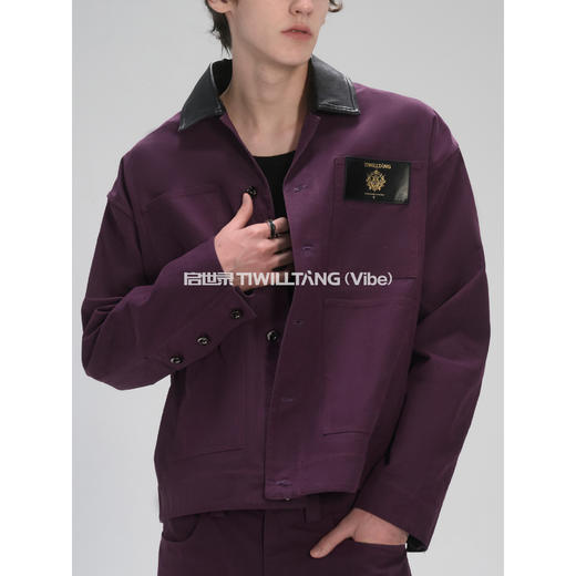 启世录TIWILLTANG“融境崛御”纯棉透气多口袋帆布拼皮夹克 商品图2