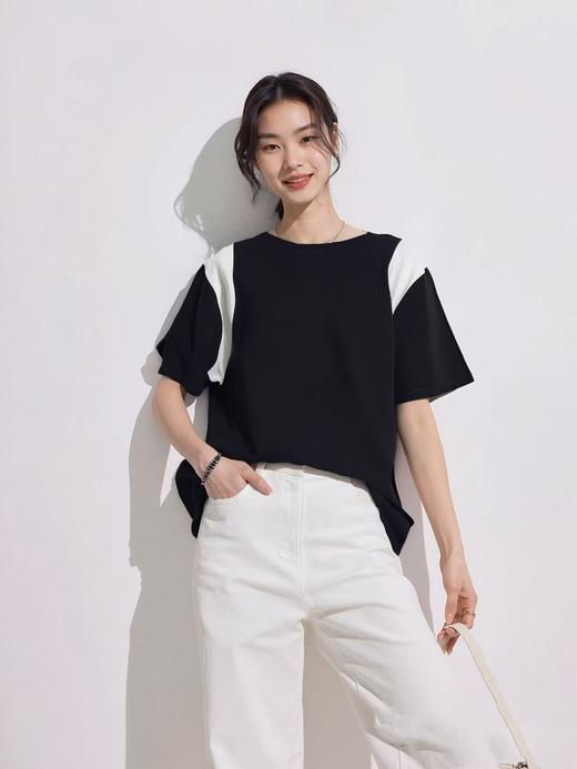 【诗铭洛可】W827短袖T恤撞色螺纹上衣B19-3 商品图3