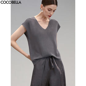 COCOBELLA100%天丝baby肤感针织衫女软糯通勤短袖上衣MZ0070
