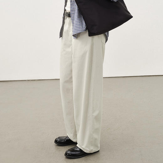 714street水洗纯棉宽松休闲裤男2025秋季新款弯刀裤cleanfit长裤 商品图2