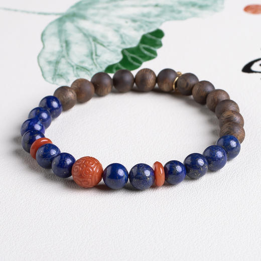 xy0447沉香+青金石南红回纹珠手串 商品图3