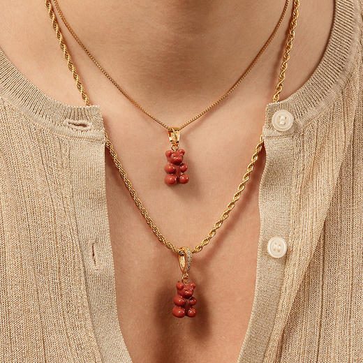 订购4周到｜CRYSTAL HAZE-Nostalgia Bear-classic-太妃糖色小熊 吊坠（金色环扣）［挪威设计师］ 商品图1