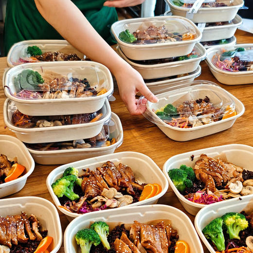 喇叭花一次性轻食餐盒打包盒沙拉碗纸浆餐盒六角碗六边形方盒便当 商品图1