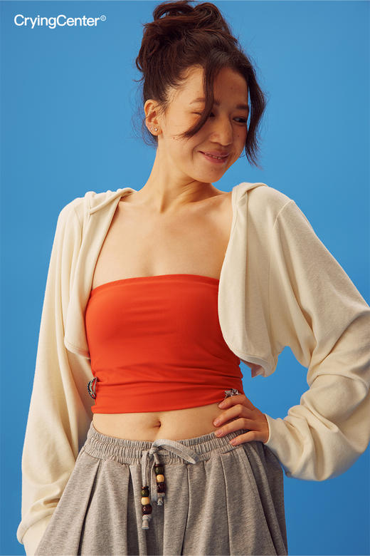 CryingCenter连帽纽扣短款长袖上衣休闲宽松开衫 哭喊中心 商品图7