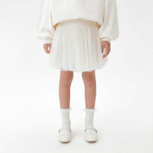 马克珍妮女童甜美蓬松褶皱网纱短裙儿童裙子2025年秋装新款551662 商品图1