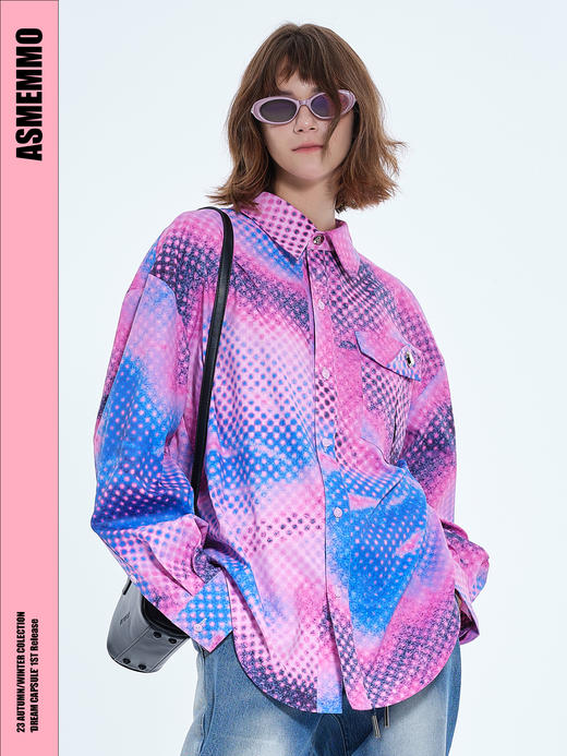 ASMEMMO咦哇•“电子花蝴蝶”满身印花长袖衬衫 商品图3