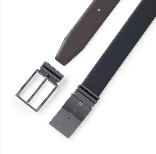 HUGO BOSS 雨果博斯 2025春夏新品 男士双扣头徽标牛皮双面皮带腰带 黑色 50537099 商品图3