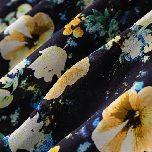 「高货wl」全新升级【铂金会员551/天猫739/差价188】(80052)洛诗琳法式印花桑蚕丝连衣裙2025夏季荷叶边V领真丝长裙女 商品图3