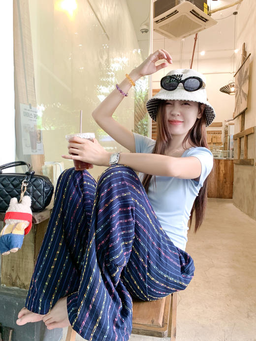 <曾小咸推荐>现货秒杀！卖完不补 ！微信打折价！彩色糖豆条纹直筒休闲裤 日常189.99/件 立减100 秒杀89.99/件！！ 商品图11