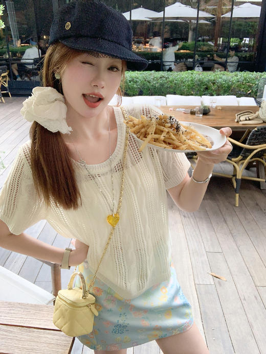 <曾小咸推荐>4.4现货秒杀 ！微信超特价！3色镂空针织短袖t 日常109.99/件 立减50 秒杀59.99/件！！ 商品图11