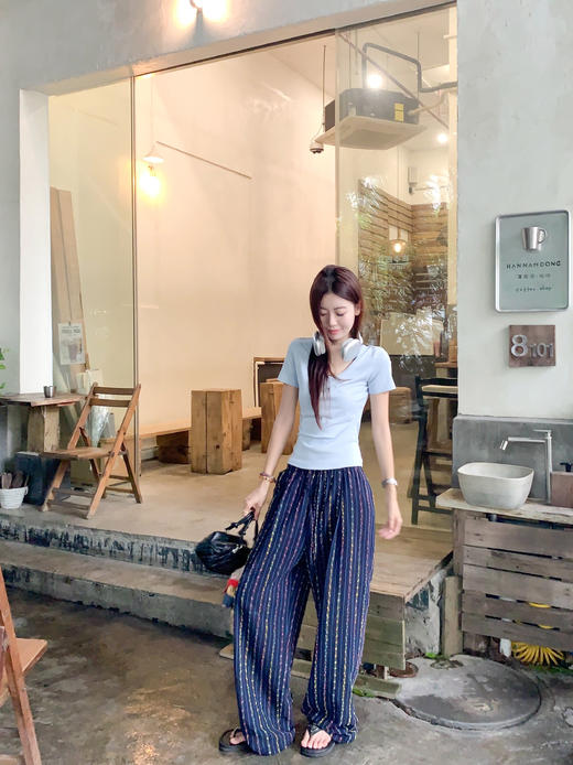 <曾小咸推荐>现货秒杀！卖完不补 ！微信打折价！彩色糖豆条纹直筒休闲裤 日常189.99/件 立减100 秒杀89.99/件！！ 商品图9