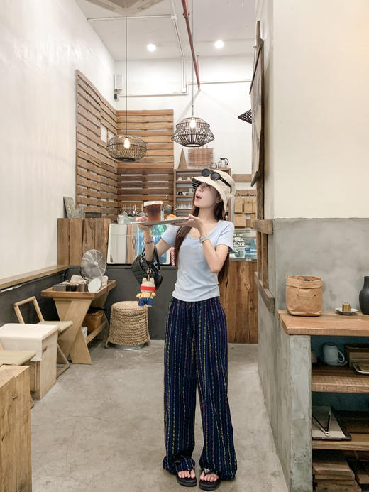 <曾小咸推荐>现货秒杀！卖完不补 ！微信打折价！彩色糖豆条纹直筒休闲裤 日常189.99/件 立减100 秒杀89.99/件！！ 商品图8