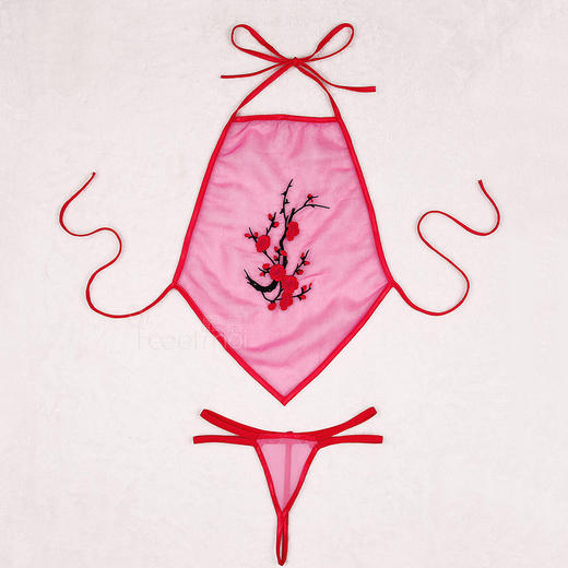 霏慕外贸情趣内衣女式透视肚兜套装网纱制服诱惑性感绑带睡衣7854 商品图1