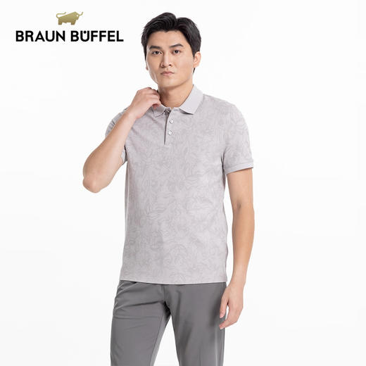 BRAUN BUFFEL/布兰施男士商务休闲翻领短袖POLO衫舒适百搭上衣T恤 商品图1
