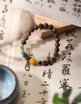 【沉香溯源】松韵榴华沉香手串约8mm棋楠珠约6mm棋楠珠约10mm蜜蜡约6mm菱镁矿约5mm石榴石约6mm和田玉S925银镀金 BCCSDIY04 特殊商品请在收货之后48小时内申请退换货过期不予处理