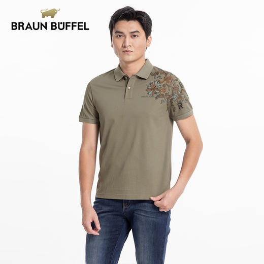 BRAUN BUFFEL/布兰施男装短袖T恤通勤商务透气翻领男士polo衫上衣 商品图1