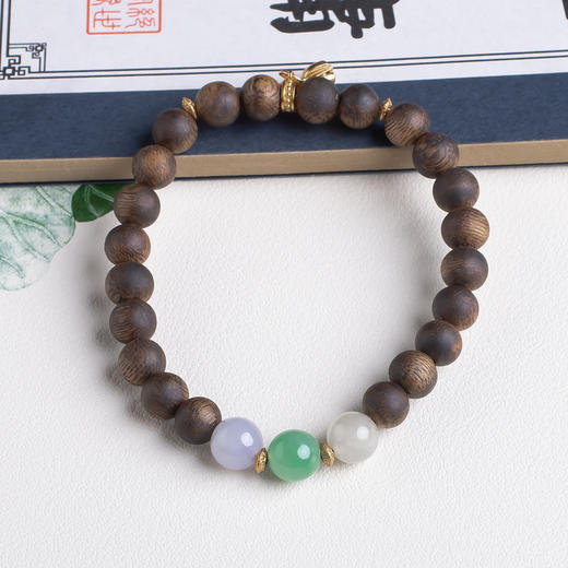 xy0449沉香+翡翠三宝手串 商品图3