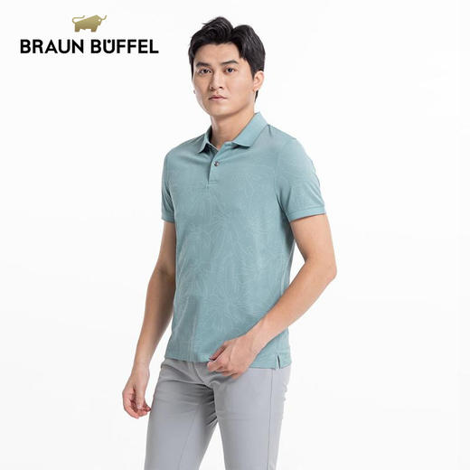 BRAUN BUFFEL/布兰施男士轻奢印花短袖POLO衫舒适百搭翻领短袖T恤 商品图1