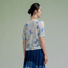 【林栖设计小店】蝴蝶衫轻氧薄绵羊毛衣印花油画衫套头透气早秋新款T恤短袖女G1953324 商品缩略图4