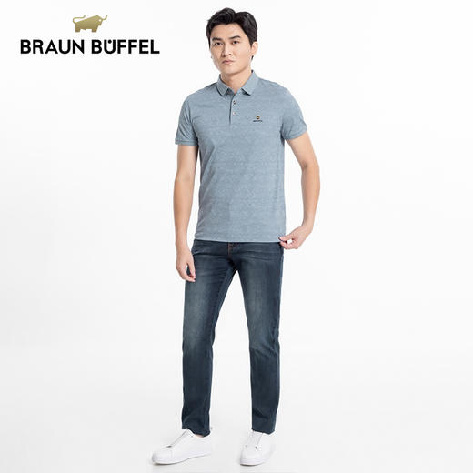 BRAUN BUFFEL/布兰施男士短袖T恤翻领满身提花桑蚕丝短POLO男上衣 商品图4