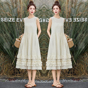 时尚波点，无袖背心连衣裙 &M50071