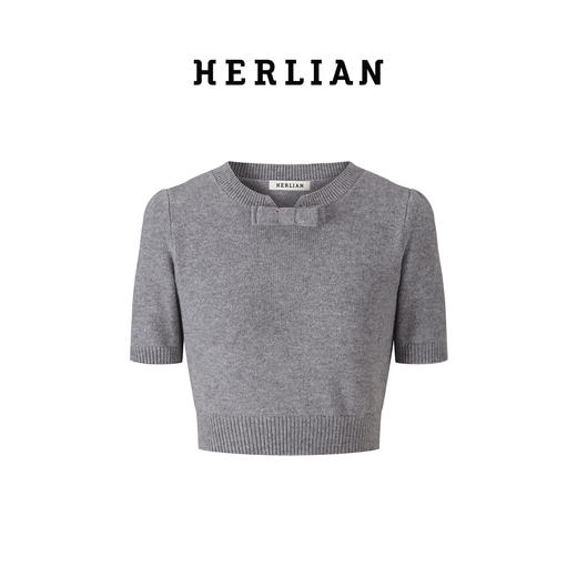 Herlian2025年秋季新品女士蝴蝶结装置短袖针织衫 商品图4