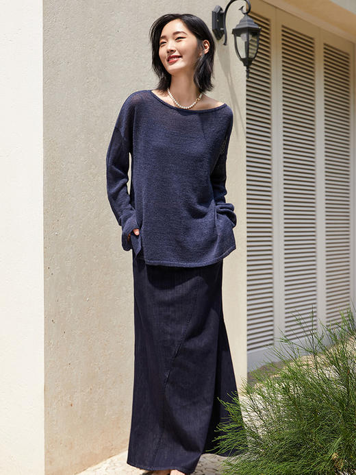 秋季新款高腰牛仔鱼尾半身裙 修身显瘦中长款包臀裙 商品图1