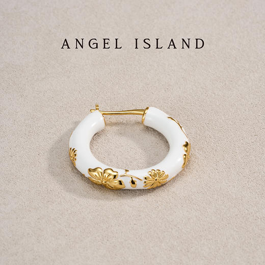 ANGEL ISLAND 「花园」彩色白色滴釉浮雕花卉耳圈气质古典耳环 商品图4