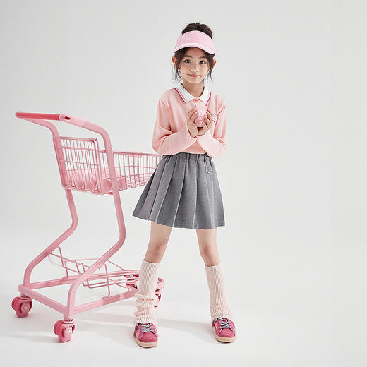 笛莎Deesha 童装女童T恤2025秋新款女童木耳边polo领上衣 商品图2