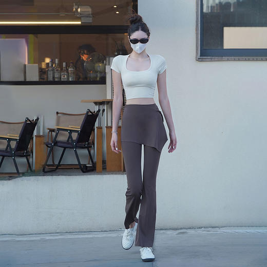 Beemen简约大圆领运动短袖女  紧身镂空美背网纱设计  吸湿排汗 低强度健身瑜伽普拉提日常都可穿 商品图4