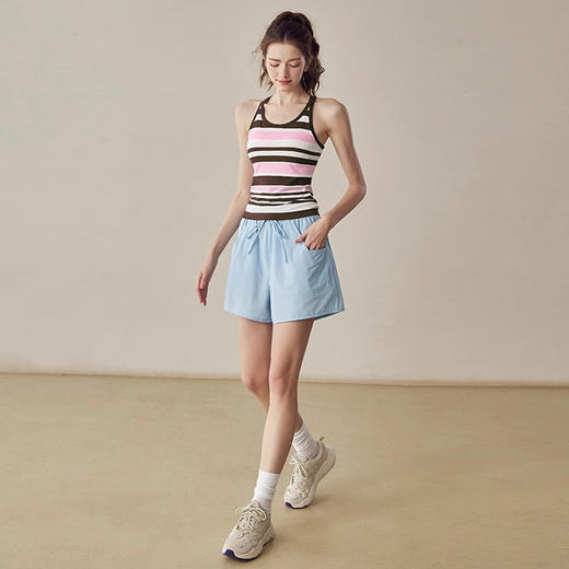 跃牌【美西西系列】2025新款韩版条纹针织工字美背带胸垫健身瑜伽背心BX-2516-23-26-主 商品图4