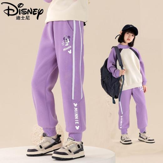 迪士尼女童加绒裤子一体绒外穿2024新款女大童运动裤冬季加厚卫裤 商品图1